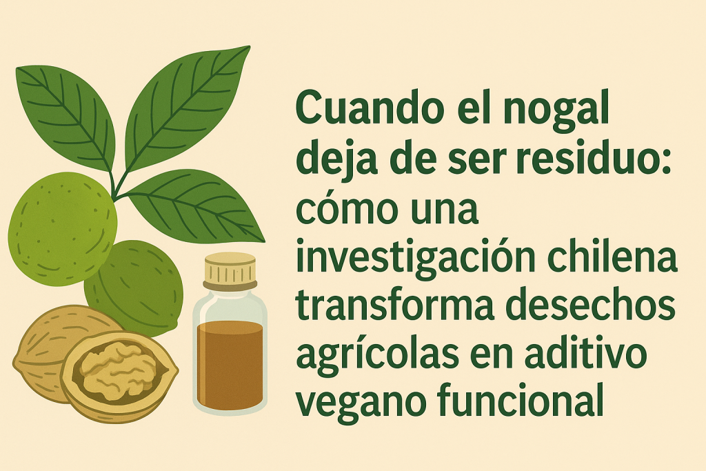 hojas y frutos de nogal utilizados para hacer un ingrediente funcional